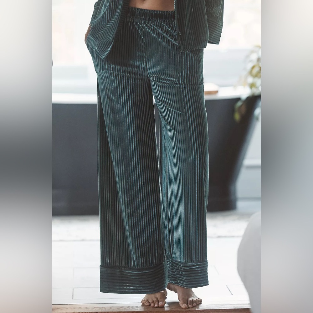 New By Anthropologie Ribbed Velvet Pajama Pants XS